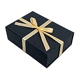 Geschenkboxen mit Band und Deckel,20x18x8cm,Schwarze Geschenkbox,Weihnachten faltende magnetische Verschluss Geschenkbox für alle Gelegenheiten