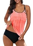 BLENCOT Damen Tankini Sets Bauchweg Zweiteiler Badeanzug Zweiteiliger Bademode mit Shorts