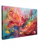 MuchoWow© Wandbilder Groß 120x80 cm XXL Schlafzimmer Home Deko Wohnung Bild Wohnzimmer Fotoleinwand Wand Bilder Leinwand Wall Decor Kunstdruck - Öl - Kunst - Abstrakt - Bunt