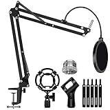 InnoGear Mikrofonständer Mikrofonarm Boom Arm mit Shock Mount, Mikrofonhalter, Pop-Filter,3/8' auf 5/8' Schraubadapter,Fünf Kabelbinder