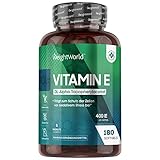 Vitamin E 180 Weiche Kapseln 400 IE - 180 Vitamine Softgels - 6 Monate Vorrat - Vitamin E trägt zum Schutz der Zellen vor oxidativem Stress bei - E Vitamin Öl Alpha Tocopherylacetat - von WeightWorld