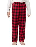 LAPASA Kinder Schlafanzughose Loungehose Freizeithose Pyjamahose Baumwolle Flanell 3-13 Jahre/ 95-165 Unisex Jungen Mädchen K06 (Rot+Schwarz 2, M)