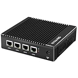 Sharevdi Lüfterloser Firewall Micro Appliance,In-tel N3700 4 Cores/4 Threads, 4 In-tel 2.5 GbE i225 Gigabit NIC Port Mini-PCs, AES-NI, USB3.0/HDMI/VGA SSD (8GB 128GB)