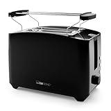 Clatronic® Toaster 2 Toastschlitze | Toaster mit Brötchenaufsatz | Toaster 2 Scheiben mit Liftfunktion | Toster mit Auftau- und Aufwärm-Funktion | für Brötchen und Toast | TA 3801 schwarz