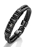 MYCLUSIV® Personalisiertes Lederarmband für Herren in Schwarz mit Namen - Armband mit Gravur - Weihnachts-Geschenk für Männer - Männerarmband - Geschenk für Papa