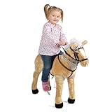 Pink Papaya Stehpferd zum draufsitzen | 75cm Spielpferd zum Reiten Mary | Pferd zum Reiten für Kinder mit Sound | Sattel Pferd