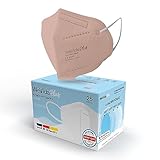 WeVida®Plus FFP2 Maske Made in Germany - 25 x einzeln verpackt, größere Passform, dermatologisch geprüft, EU CE zertifizierte Atemschutzmaske nach EN149:2001+A1:2009, CE2841 (Altrosa)