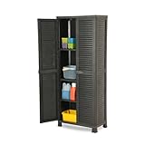 Kreher Kunststoffschrank Star hoch, 171 x 68 x 40 cm, mit 3 Einlegeböden, verstellbar, je 20 kg Tragkraft pro Boden - hohe Version Schwarz (groß)