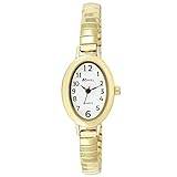 Ravel Damen Petite Oval Cocktail-Uhr auf Edelstahl erweiterbares Armband - Goldton