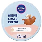 NIVEA BABY Meine erste Creme, vegane und hypoallergene Hautcreme schützt und stärkt, feuchtigkeitsspendende Creme für Babys mit Mandelöl und Vitaminen, ohne Mikroplastik und Parabene (75 ml)