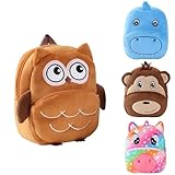 HAHASHOW Kindergarten Rucksack Jungen Mädche Kita Rucksack Kinder Schulrucksäcke Vorschule Tagesrucksack Karikatur Tier Tasche für 2-6 Jahre（Braune Eule）