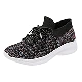 Freizeit Damen Reise Weiche Sohle Bequeme Schuhe Outdoor Mesh Laufen Mode Sport Atmungsaktive Schuhe Hausschuhe Leichte Frauen, Schwarz , 38 EU