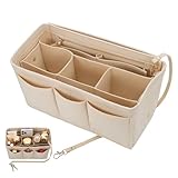 Hejo Handtaschen Organizer, Filz Taschenorganizer, Bag in Bag Organizer, Taschen Organizer Shopper, 27 × 16 × 15 cm Multi-Pocket Handtasche Innentasche für Damen Mädchen (Beige, M)