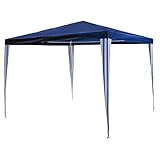 SONLEX Garten-Pavillon 3 x 3 m, wasserdicht, inklusive Heringe, Abspannseile, Eckverbinder, Material PE-Plane 110 g/m², Metallgestänge lackiert, Stecksystem Montage ohne Werkzeug, blau