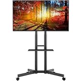 BONTEC TV Ständer mit Rollen TV Wagen Fernsehständer Höhenverstellbar für 32-85 Zoll LCD LED OLED Plasma Flach & Curved Fernseher bis zu 60KG, Max VESA 600x400 mm