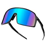 Fahrradbrille Sonnenbrille Herren Polarisierte Sportbrille UV400 Schutzbrille für Reiten Ski Laufen Sport im Freien Blau