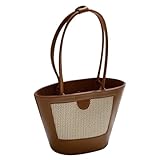 Beimus Schultertasche für Damen, PU-Leder, elegante Eimertasche, Unterarmtasche, Luxus-Schultertasche, braun