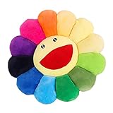 BestTas Sonnenblumen-Plüschkissen in Blumenform, 43,2 cm, Sonnenblumenkissen, Sofa, Stühle, Bodenkissen für Kinder, zum Lesen, Fernsehen, Schlafzimmer, Dekoration (Regenbogen)