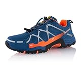 Fusskleidung® Damen Herren Wanderschuhe atmungsaktive Trekkingschuhe Dunkelblau Orange EU 44