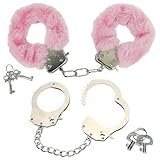 EIHI Rosa Plüsch handschellen, handschellen für bondage, handschellen schlüssel, handfesseln für s m, für Cosplay, Partyzubehör (Rosa+Silber)