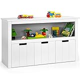 COSTWAY Spielzeugschrank für Kinder, Kommode mit 3 Schubladen, Spielzeug-Organizer für Kinderzimmer & Wohnzimmer, Aufbewahrungsschrank Holz, Kommode Sideboard Kinderschrank, 102x33x61,5cm