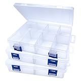 3 Stück Aufbewahrungsbox mit 8 Fächern, Transparente Aufbewahrungsbox mit Fächern, Plastik Sortierbox Aufbewahrungsbox mit Fächern, 8 Gitter Organizer Box für Zubehör Perlen Schmuck Ohrring