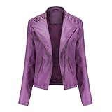 Mkjuuior Frühlings-Kunstlederjacke für Damen, schmaler Reißverschluss, Ledermantel, Biker-Motorradjacke, Lokomotive, Outwear, PU-Jacken 07, L