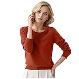 Damen Strickpullover Loose, Strickpulli Damen Rundhals,Langarmshirt Damen Elegant Strick Sweater Regular Fit Einfarbig Gestrickter Pullover Warm Bequem Lässig Stricktop für Frauen Teenager Mädchen