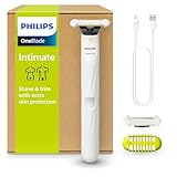 Philips OneBlade Intimate - Elektrischer Intimrasierer und Intimtrimmer für Männer und Frauen, mit extra Hautschutz, 2x SkinProtect Klingen, 1x 3-mm-Trimmaufsatz, QP1924/30