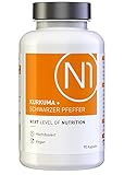 N1 KURKUMA + Schwarzer Pfeffer 90 Kapseln. [je Kapsel 299mg Curcumin aus 10.000mg Kurkuma] - Vegane Curcuma Kapseln - Deutsche Apotheken Qualität - Laborgeprüft