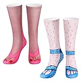 SATINIOR 2 Flip Flops Socken mit 3D Muster Lustige Neuartige Hohe Socken Verrückte Witzsocken für Weihnachten Frauen Männer