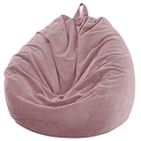 Chickwin Bezug für Sitzsack, Birne, Samt, Sitzsack, ohne Füllung, für drinnen und draußen, Entspannung, Liegestuhl, Wohnzimmer, Schlafzimmer, Kissen (Rosa, 70 x 80 cm)