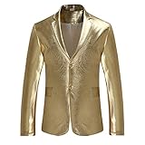 sutelang lurryly Blazer für Herren, bestickt, Formel, Mode, Slim Fit, Anzugjacke, Knopf, Sakko, lässig, Blazer, Herrenjacke, Blazer, Slim Fit, bedruckt, Blumen, Hochzeit, gold, XL