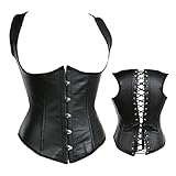 APOKIOG Miederhose Mit Bein Formend Damen Gothic PU Korsett Bustier Taille Cincher Unterbrust Korsett Weste Tank Top Miederhose Formend Mit Bein