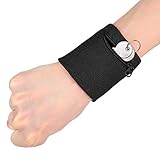 Sport Handgelenk Tasche, Schweißbänder Handgelenk, Armband Münzschlüssel Aufbewahrung Reißverschluss Sport Brieftasche Gym Laufen für Männer & Frauen im Freien Wandern Reisen (Schwarz)