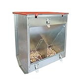 Kaninchen-Futterautomat Metall mit Deckel aus Kunststoff - 2,5 kg - 2 Fressstelle - Futternapf - Futterspender für Kleintiere und Nager