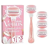 Gillette Venus Comfortglide Spa Breeze Rasierer Damen, Damenrasierer + 4 Rasierklingen mit 3-fach Klinge, Frauen Geschenk