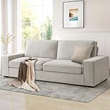 MEROUS 3 Sitzer Sofa, Couch Wohnzimmer, Polstersofa mit Breite Armlehnen 225cm L × 84cm B - Waschbare Kissen - Einfache Montage für Wohnungen/kleinen Raum - Beige