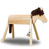 Dein Holzpferd Bausatz 100cm für draußen Reitpferd Garten Voltigierbock für Kinder, Stehpferd groß, Gartenpferd handgefertigt aus Deutschland, Voltigierpferd Holzpony mit Mähne