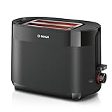 Bosch Kompakt Toaster MyMoment TAT2M123, integrierter Brötchenaufsatz, mit Auftaufunktion, mit Abschaltautomatik, Liftfunktion, Brotzentrierung, perfekt für 2 Scheiben, 800 Watt, Schwarz matt