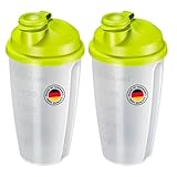 Westmark Dressingshaker 'Mixery', 2Stk. – Großer Shaker mit herausnehmbarer Mixscheibe und Messskala zum Zubereiten von Dressings und Shakes – Apfelgrün, 0,5 l