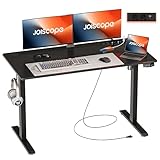 JOISCOPE Höhenverstellbarer Schreibtisch, Lagerhöhe Bürotisch, Elektrischer Schreibtisch mit Steckdose und USB & Type-C, Computertisch Ideal für Büro- und Heimschreibtisch, 120cm, Schwarz