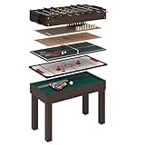 anaterra® Multispieltisch - 9 in 1, Billardtisch, Hockey, Tischtennis, Kickertisch, Shuffleboard, Würfelspiel, Schach, für Erwachsene/Kinder, Zubehör - Multigame Spieltisch, Multifunktionstisch Spiel