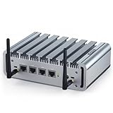 STRHIGP Firewall Mini PC N100(bis zu 3,4GHz), 8GB DDR5+128GB NVMe SSD, 4x2.5GbE i226-V LAN Micro Firewall Appliance Lüfterloser PC OPNsense Hardware VPN AES-NI Linux 4×USB HD+DP WiFi VESA Mount