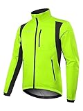 BERGRISAR Herren Winter Fahrradjacke Thermo Winddicht Wasserabweisend Radjacke Fleece Softshell Laufjacke Grün X-Groß