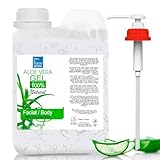 100% Natürliches Aloe Vera Gel, Kanarischen Inseln - Feuchtigkeitsspendend & Beruhigend für Gesicht, Körper, Haarmaske, Nach Rasur & Epilation - Minderung von Dunklen Flecken - Pumpspender - 1000 ml