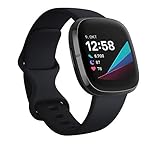 Fitbit Sense - fortschrittliche Gesundheits-Smartwatch mit Tools für Herzgesundheit, Stressmanagement & zur Anzeige von Hauttemperatur-Trends, Carbon / Edelstahl Graphit, Einheitsgröße, 1er Pack