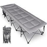 REDCAMP Übergröße Feldbett mit Matratze Topper für Erwachsene, 75cm Extra Breite XXL klappbett Campingbett Gästebett klappbar, Stabile Faltbar Betten für Outdoor Camping Reisen Büro Indoor, Grau