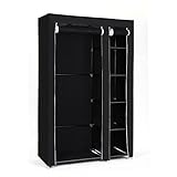 SONGMICS Stoffschrank, XL, Kleiderschrank, Faltschrank, Campingschrank mit Kleiderstange, 110 x 175 x 45 cm, schwarz, LSF007