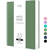 RETTACY Notizbuch A4 Gepunktetes, Bullet Dot Journal, Spiral-Notizbücher 300 Blatt/150 Seiten zum Schreiben, 100gsm, PVC Hardcover, für Frauen Männer Arbeit Büro Schule, 21.5 x 27.9cm - Dunkelgrün